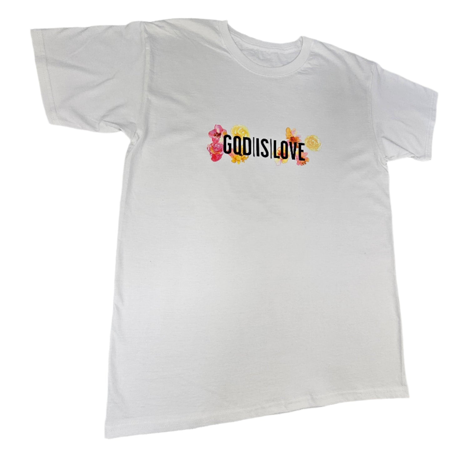 Floral GODISLOVE Black Logo T-Shirt